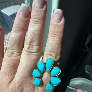 🦋Size 9 Kingman Turquoise Naja Sterling Silver Ring🦋